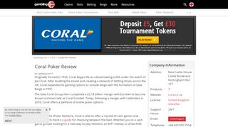
                            12. Coral Poker Tokens & Bonus for the UK - Gambling.com