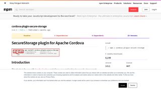 
                            6. cordova-plugin-secure-storage - npm