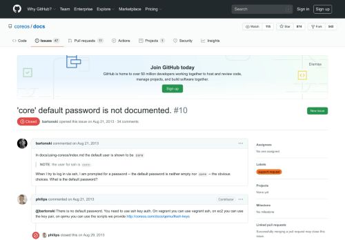 
                            2. 'core' default password is not documented. · Issue #10 · coreos/docs ...