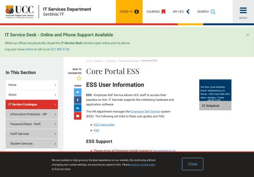 
                            2. Core Portal ESS | University College Cork - UCC