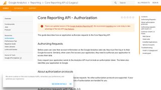 
                            1. Core Reporting API - Authorization | Analytics ... - Google Developers