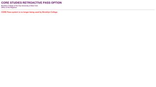 
                            9. CORE Studies Retroactive Pass Option. Login Page