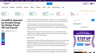 
                            8. CoreHR Is Selected by Arcadia Group for Global Cloud HR and Payroll