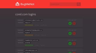 
                            9. corel.com passwords - BugMeNot
