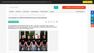 
                            10. coresystems eröffnet Niederlassung in Deutschland - Coresystems AG ...