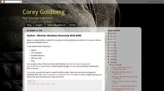 
                            8. Corey Goldberg: Python - Monitor Windows Remotely With WMI