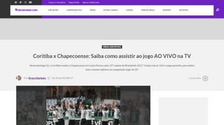 
                            10. Coritiba x Chapecoense: Saiba como assistir ao jogo AO VIVO na TV ...