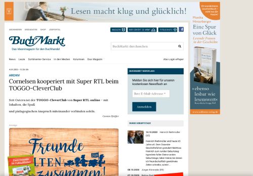 
                            9. Cornelsen kooperiert mit Super RTL beim TOGGO-CleverClub ...