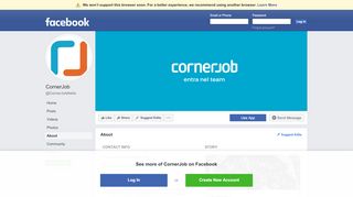 
                            13. CornerJob - About | Facebook