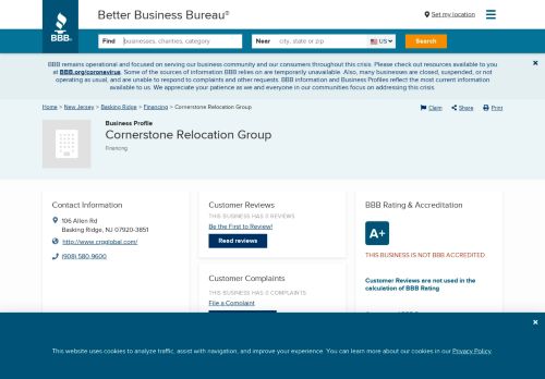 
                            11. Cornerstone Relocation Group | Better Business Bureau® Profile
