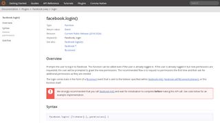 
                            8. Corona Documentation — Plugins | Facebook (v4a) | login