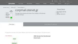 
                            7. corpmail.otenet.gr - Domain - McAfee Labs Threat Center