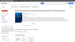 
                            11. Corporate Governance aus der Sicht institutioneller Growth- und ...