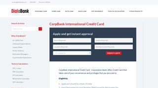 
                            10. Corporation Bank Credit Card | Apply Online | Dialabank