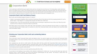 
                            6. Corporation Bank Credit Card Balance Check - How to check credit ...