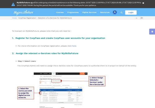 
                            13. CorpPass Registration - Selection of e-Services for MySkillsFuture ...