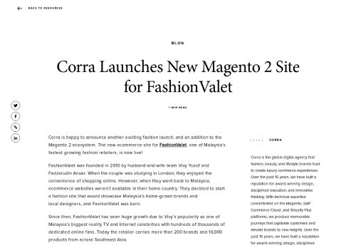 
                            5. Corra Launches New Magento 2 Site for FashionValet - Corra