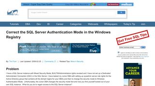 
                            4. Correct the SQL Server Authentication Mode in the Windows Registry
