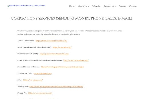 
                            10. Corrections Services (Sending Money, Phone Calls, E-Mail ...