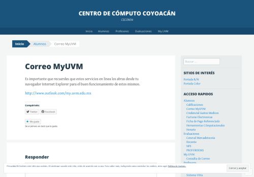 
                            12. Correo MyUVM | Centro de Cómputo Coyoacán - CECOM34