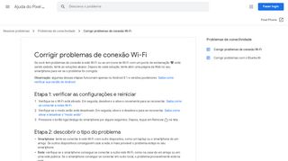 
                            2. Corrigir problemas de conexão Wi-Fi - Ajuda do Pixel Phone
