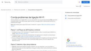 
                            1. Corrigir problemas de ligação Wi-Fi - Nexus Ajuda - Google Support