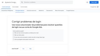 
                            3. Corrigir problemas de login - Ajuda do Google Ads - Google Support