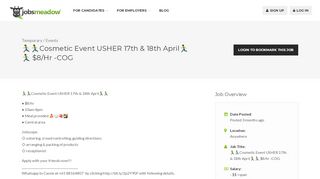 
                            12. Cosmetic Event USHER 17th & 18th April     $8/hr -COG - Jobs ...