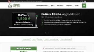 
                            8. Cosmik Casino - 1500 € Gratis Huge Bonus