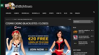 
                            5. Cosmik Casino (BLACKLISTED / CLOSED) | Exclusive € 20 Free ...