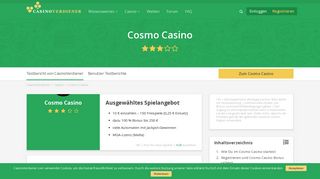 
                            5. Cosmo Casino | 10 € einzahlen und 150 Freispiele bekommen