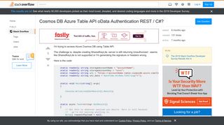 
                            6. Cosmos DB Azure Table API oData Authentication REST / C#? - Stack ...