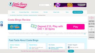 
                            4. Costa Bingo Review, Offers: Get £50 FREE - Two Little Fleas