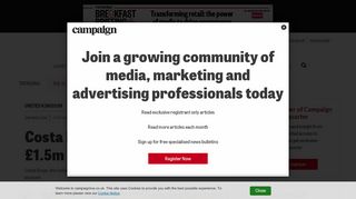 
                            13. Costa Bingo seeks agency for £1.5m ad account - Campaign