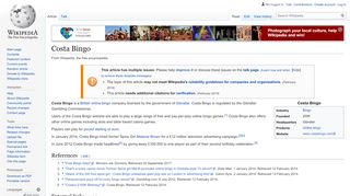 
                            6. Costa Bingo - Wikipedia