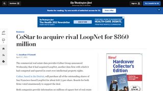 
                            13. CoStar to acquire rival LoopNet for $860 million - The ...