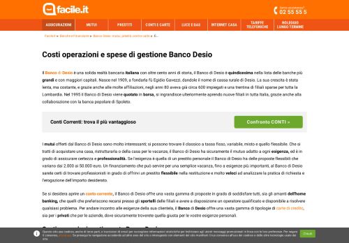 
                            11. Costi operazioni e spese di gestione Banco Desio | Facile.it