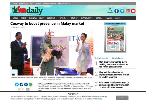
                            13. Cosway to boost presence in Malay market - The Sun Daily