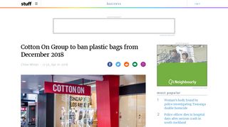 
                            13. Cotton On Group to ban plastic bags from December 2018 | Stuff.co.nz