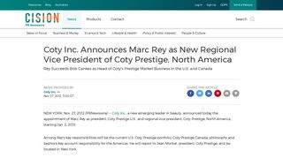 
                            11. Coty Inc. Announces Marc Rey as New Regional Vice President of ...