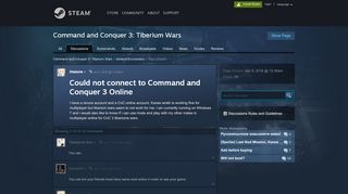 
                            2. Could not connect to Command and Conquer 3 Online :: Command ...