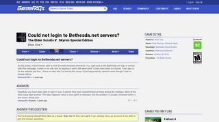 
                            5. Could not login to Bethesda.net servers? - The Elder Scrolls V: Skyrim ...