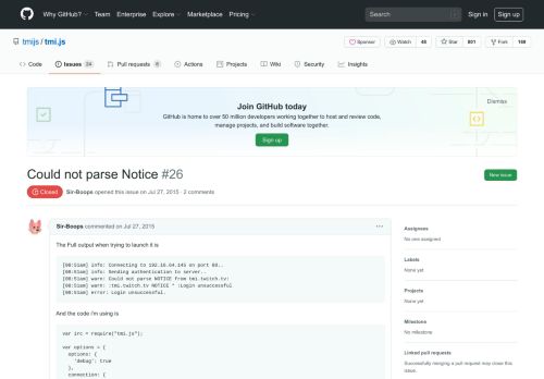 
                            9. Could not parse Notice · Issue #26 · tmijs/tmi.js · GitHub