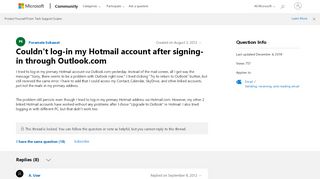 
                            2. Couldn't log-in my Hotmail account after signing-in through ...