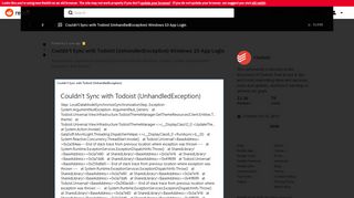 
                            11. Couldn't Sync with Todoist (UnhandledException) Windows 10 App ...