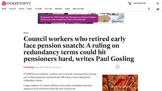 
                            10. Council workers who retired early face pension snatch: A ruling on ...