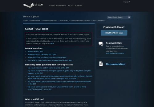 
                            12. Counter-Strike: Global Offensive - GSLT Bans - Steam Support