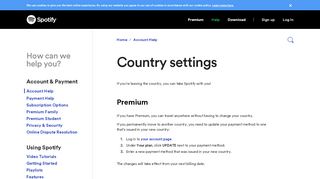 
                            8. Country settings - Spotify