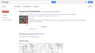 
                            9. County and City Data Book: 2000, A Statistical Abstract Supplement