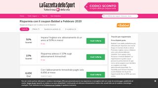 
                            5. Coupon Babbel » 4,95€ Ora! » Febbraio 2019 - gazzetta.it